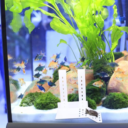 Acrylic Turtle Basking Platform with Climbing Ramp Durable Aquarium Decoration for Freshwater Tanks Hideaway and Resting Spot for Small Reptiles and Frogs
