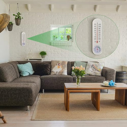 Leinuosen 3 Pcs Indoor Outdoor Wall Thermometer Humidity Meter Vertical Thermometer and Hygrometer Wireless Temperature Humidity Gauge Meter with Fahrenheit/Celsius for Patio Garden