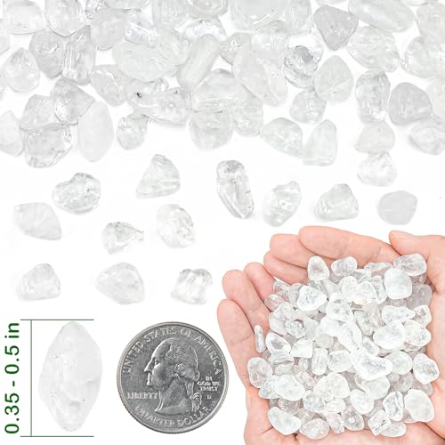1.5LB Clear Quartz Crystal Chips Bulk Tumbled Stones,0.35-0.5 Inch Crushed Crystal Rocks for Aquarium Fish Tank DIY Jewelry Vase Filler Aquarium Gravel Plant Pot - color: White, size: 1.5lb