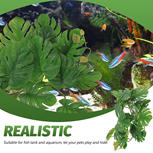 ULTECHNOVO Reptile Tank Plant Decor Lifelike Simulation Leaves for Reptile Box Aquarium Fish Tank Ornaments Leaf Design for Natural Habitat Aesthetic Easy to Install and Stable Water