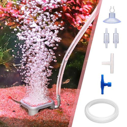 hygger Aquarium Air Stone, 1.65 Inch Nano Air Stone Make Super Tiny Bubble, Ultra Quiet Dissolved Oxygen Diffuser Small Airstone with Stainless Steel Base for Aquarium, Fish Tank & Hydroponic, Square - size: 1.65 Inch