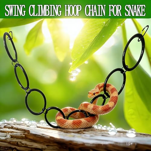 GZZHPFYSnake Climb Chain Toy Ball Python Ring Corn Snake Enrichment Toy | Suitable for Ball Pythons and Corn Snakes, Black | Snake Reptile Enrichment Toy, Suitable for Various Small Reptiles