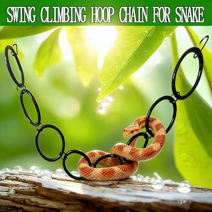 GZZHPFYSnake Climb Chain Toy Ball Python Ring Corn Snake Enrichment Toy | Suitable for Ball Pythons and Corn Snakes, Black | Snake Reptile Enrichment Toy, Suitable for Various Small Reptiles