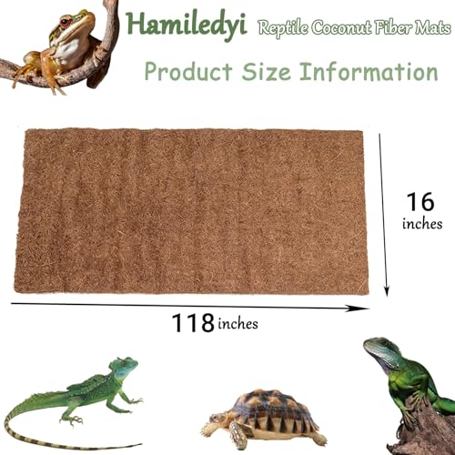 Hamiledyi Reptile Carpet 118" L x 16" W Natural Coconut Fiber Tortoise Carpet Mat for Pet Terrarium Liner Reptile Supplies for Lizard Snake Chamelon Turtle Bedding Bunny Rabbit Mat - size: 1 Pack/118 x 16 Inch