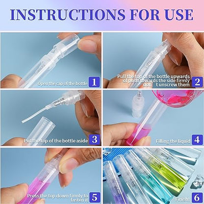 Fandamei 3ml Mini Spray Bottle, 10 Pack 3ml Mini Clear Plastic Spray Bottle Empty, Fine Mist Refillable Mini Perfume Bottle, Perfume Atomizer, Small Empty Sample Containers for Travel Portable - size: 3ml