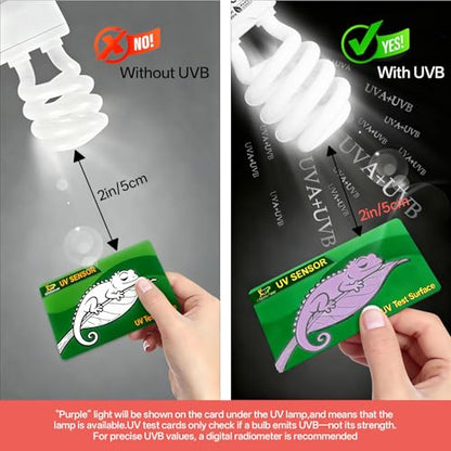 UVB Light for Reptiles 15.0: 26W UVA UVB Reptile Light Bulb for Intense Desert Species - Reptile UVB Light Terrarium Compact Fluorescent Lamp for Reptile and Amphibian with Free UV Sensor Card - size: 6.5INCH-15.0