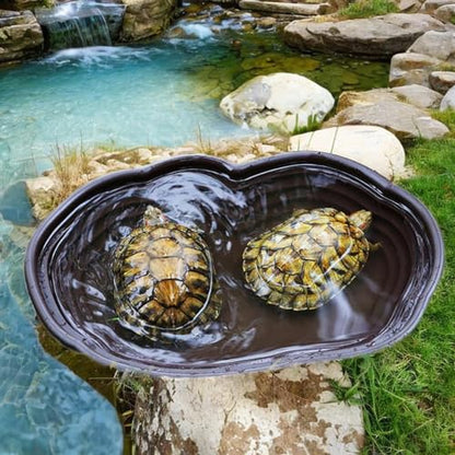 Reptile Feeding Dish Reptile Feeding Water Bowl Turtle Water Bowl Reptile Bathing Pool for Semi Aquatic Chameleon Gecko Rest, no Drainage - color: no drainage