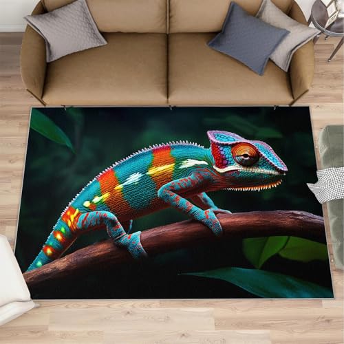 Chameleon Rug Small - 2x3 Rug, Nature Forest Area Rugs for Bedroom, Reptile Rugs for Living Room, Animal Theme Carpet, Washable Carpet, Chameleon Home Decor & Gifts - color: 6-chameleon, size: 2'x3'/(Rectangular)