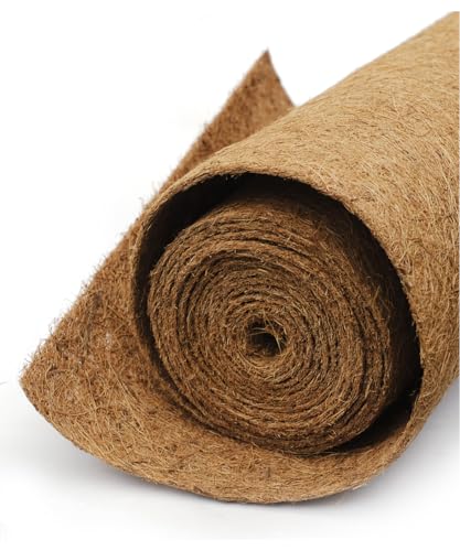 Coconut Fiber Mat, Yarrdfir 12 x 160 inch Natural Coconut Liners for planters Flower Basket, Natural Coconut Fiber mat, Garden Decoration, Animal pet pad, Reptile Carpet, Snow Mat (12 x 160) - size: 12x160 Inch