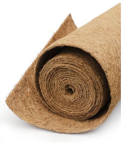 Coconut Fiber Mat, Yarrdfir 12 x 160 inch Natural Coconut Liners for planters Flower Basket, Natural Coconut Fiber mat, Garden Decoration, Animal pet pad, Reptile Carpet, Snow Mat (12 x 160) - size: 12x160 Inch