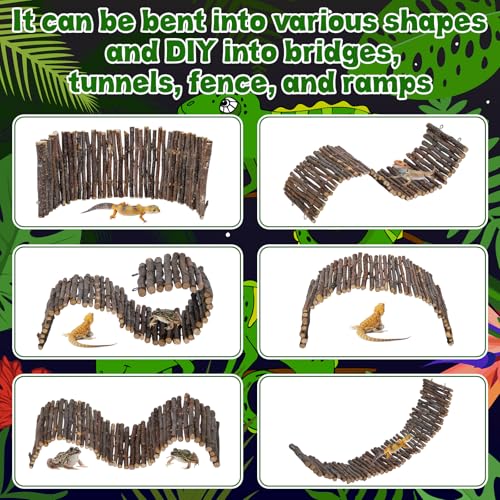 Hysagtek Bearded Dragon Tank Accessories - Reptile Hideout Bridge Climbing Plants Crested Gecko Tank Accessories Terrarium Decoration for Lizard Frog Snake Leopard Gecko Crab Hermit Crab Chameleon