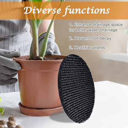 6Pcs 9inch Round Pot Mesh Drainage Discs Double Layer Plant Pot Hole Insert Pads Cutable Bonsai Pot Bottom Grid Mat Mesh Reusable for Indoor Outdoor Potted Plant Prevent Soil Loss Keep Roots Healthy - size: 9inch-6Pcs