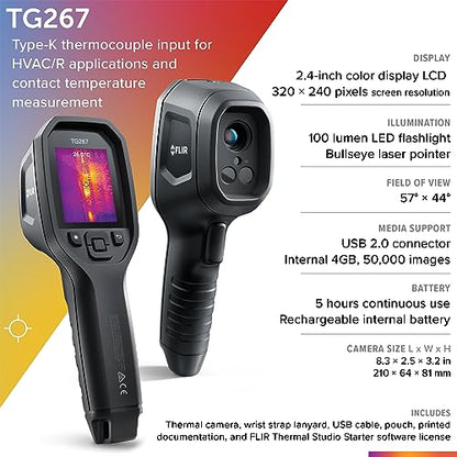 FLIR TG267 Thermal Imaging Camera with Bullseye Laser: Commercial Grade Infrared Camera for Building Inspection, HVAC and Electrical - style: TG267