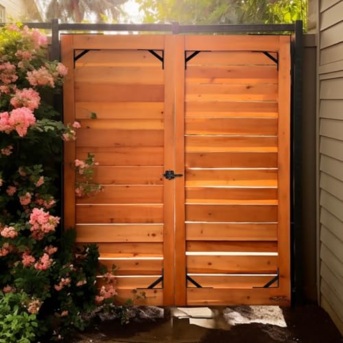 2 Sets Anti Sag Gate Kit Heavy Duty No Sag Kit Gate Corner Brace Bracket for Wooden Fence Gate with Self-Locking Gate Latch - size: Double Door Set