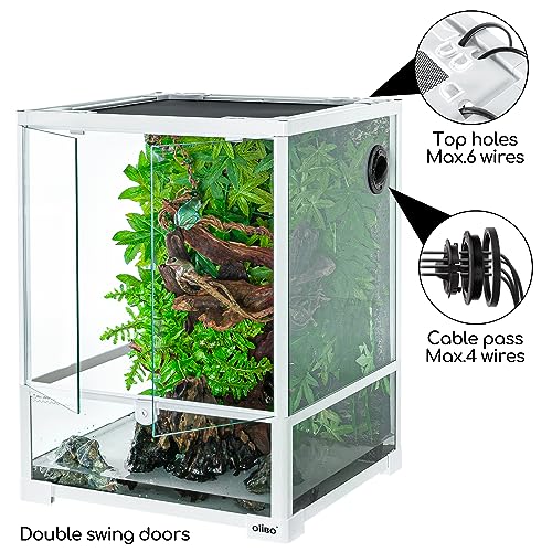30 Gallon Reptile Tank 18" x 18" x 24" Reptile Terrarium, Full View Glass Terrarium Tank with Double Hinge Door for Reptiles Amphibians, Bearded Dragon Gecko Lizard Snake - size: 18" x 18" x 24"