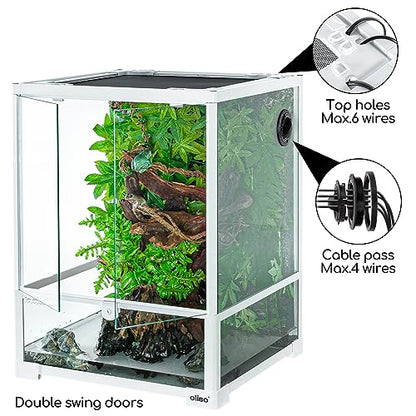 30 Gallon Reptile Tank 18" x 18" x 24" Reptile Terrarium, Full View Glass Terrarium Tank with Double Hinge Door for Reptiles Amphibians, Bearded Dragon Gecko Lizard Snake - size: 18" x 18" x 24"