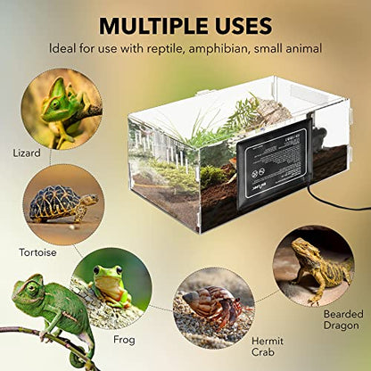 BN-LINK Reptile Heating Pad 6"X8" with Adjust Knob, Adjustable Temperature Under Tank Heater for Reptiles, Indoor Terraium Heating Mat for Turtles, Lizard, Snakes, Frogs, and Other Reptiles - size: 6"X 8" with Adjust Knob