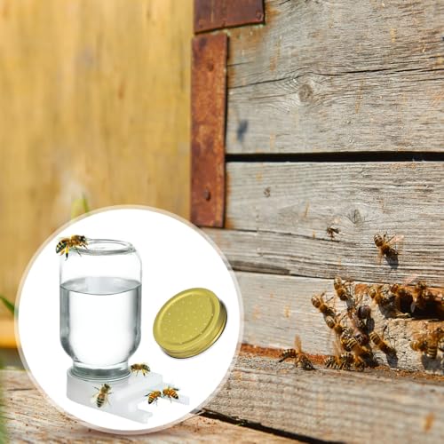 Toddmomy Metal Bee Feeders: Entrance Feeders 4pcs Honeybee Hive Feeders Mason Jar Lids Water Feeder for Bee Feeding Beekeeping Equipment Tools, 7.30X7.30X1.50CM