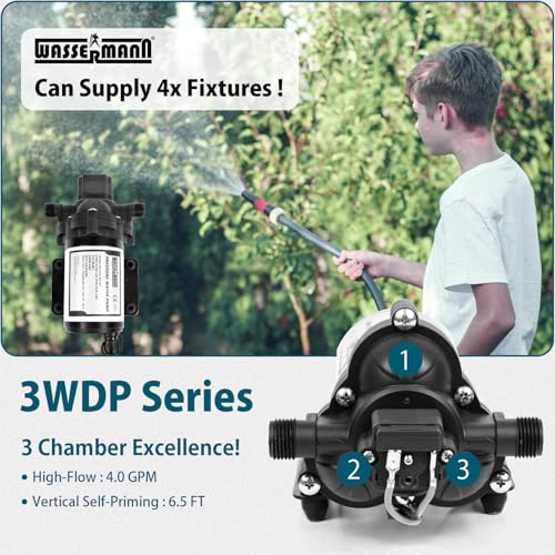 RV Water Pumps 115V AC Pressure Pump with Pressure Switch, Self-priming Water Pump 4.0GPM 45PSI, Fresh Water Pump for RV, Kitchen Barthroom Camping Marine Yacht Garden Diaphragm Pump115volt - color: White06