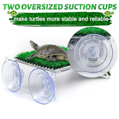 Keedolla Small Turtle Basking Platform Simulation Grass Turtle Ramp, Turtle Resting Basking Dock Floating Décor for Aquatic Turttle Reptile Frog Terrapin - size: Small