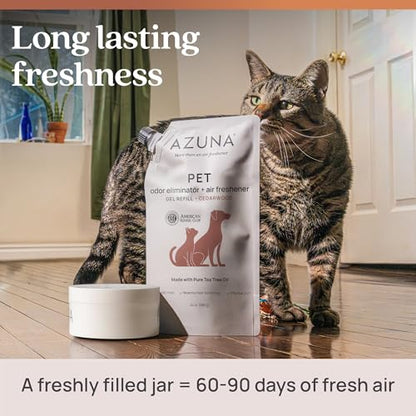 Azuna Pet Odor Eliminator for Strong Odor Gel | Child & Pet Safe | 8oz Pod | Plant Powered | Dog and Cat Room Deodorizer | Child and Pet Safe Air Fresheners for home | Cedarwood Scent - size: 8 Ounce (Pack of 1)