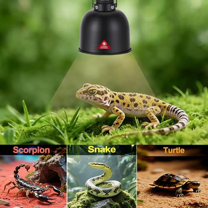 5.5in Deep Dome Reptile Lamp 150w,Dome Reptile Heat Lamp Fixture 150w with Switches Fit for Reptile Heat Bulb uvb，Reptile Heat Lamp Domee 150ww for Amphibian Reptile for Turtles Snake