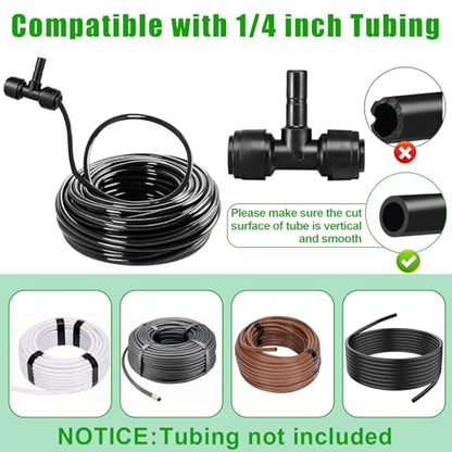 20 Pack 1/4" Push to Connect Fittings Tee Connectors | Reptile Mister System 1/4" Quick Connect Fittings,Reptile Mister Fittings for Aquarium,Vivarium,Irrigation System - size: 20 Pack 1/4" Tee