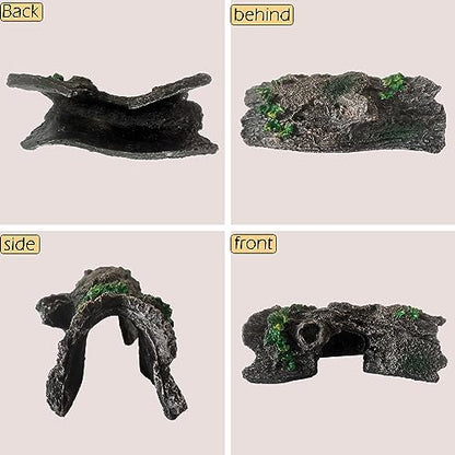 IBWell Aquarium Wood Fish Tank Decorations，Resin Fake Logs Terrarium DÉCor, Reptile Hide Aquarium Hideout for Fish Cave, Small Turtles, to 20 Gallon Tank - size: 6.3"*2.0"*8.9"