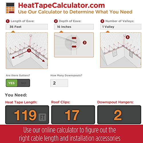 RADIANT SOLUTIONS HeatTapePro - Intelligent Commercial Grade Self-Regulating Heat Cable with GlowCap™ - 10 YR warranty - Ice Dam & Pipe Freeze Protection - 24 ft cable + 10 Ft Cord, 120V, 6 watts/Ft - style: Heat Tape Pro (24 FT)