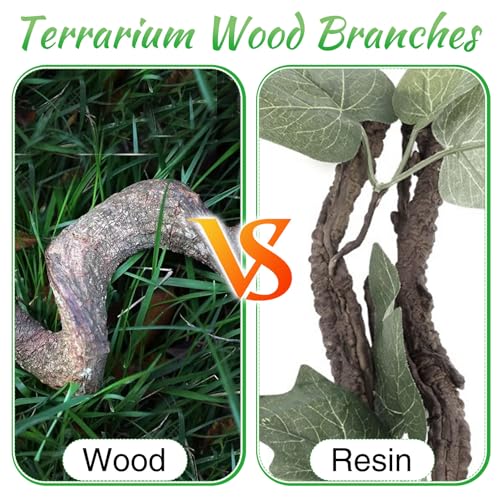 Reptile Branch Decor Snake Climbing Wood Branches Lizard Habitat Decorations Terrarium Wooden Tree Trunk Ornament for Bearded Dragon Snake Geckos Chameleon Frog 4 Pcs (14-16 inch) - size: 4 PCS-Diameter: 0.8-1.2 inches