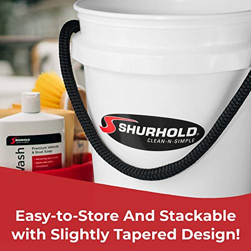 Shurhold 2451 White 5 Gallon Bucket with Black Rope Handle (Pack of 2) - color: White, size: 5 Gallon (Pack of 2)