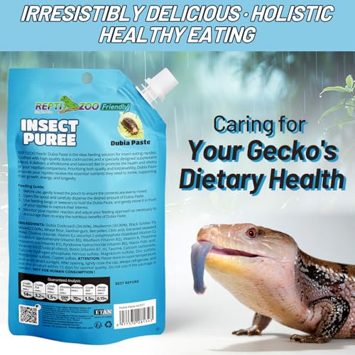 Crested Gecko Food Insect Puree, Dubia Paste Reptile Food Made with Fresh Insects Gecko Food Complete Diet 2.82oz