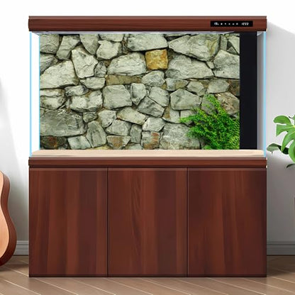 Stone Aquarium Background Natural Rock Fish Tank Background Rocky Glass Terrarium Background Stone Rock Reptile Habitat Background Poster Stone Wall with Green Grass Aquarium Backdrop 24x12in - color: Grey_Green, size: 24(W)x12(H)inches/ 60(W)*30cm(H)