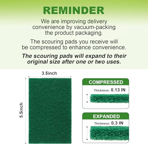UNIMADE Heavy Duty Scouring Pad, 96Pcs Household Scour Pad for Kitchen, Garage and Outdoors, Reusable Dish Scrubber Pads for Pan and Metal Grill - Green | for Kitchen, Garage and Outdoors, Reusable Dish Scrubber Pads for Pan and Metal Grill - Green - colo