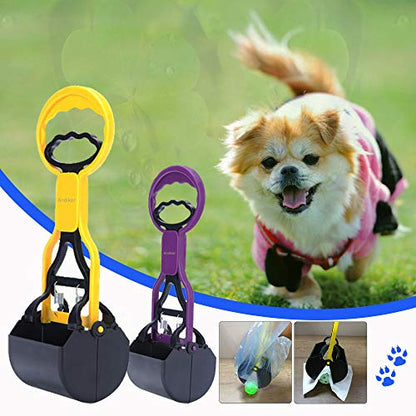 Andiker Pooper Scooper for Pets, Portable Pet Waste Scooper, Dog Jaw Scoop with Long Handle for Pet Waste Pick Up(Blue) - color: blue