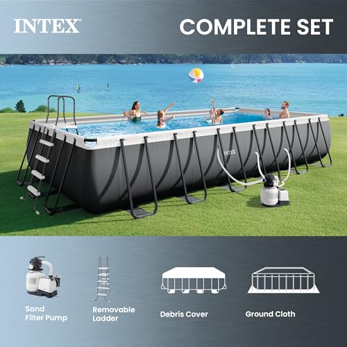 INTEX Ultra XTR 24ft x 12ft 52 in Above Ground Swimming Pool Set w/Pump | 26363EH - 2100 GPH Sand Filter Pump, Ladder, Pool Cover & Ground Cloth Included - Strong Galvanized Steel Frame - size: 24' x 12', style: Sand Filter Pump