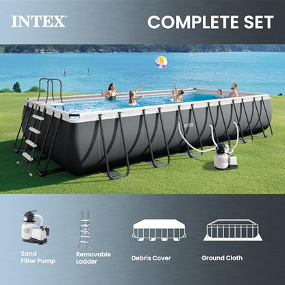 INTEX Ultra XTR 24ft x 12ft 52 in Above Ground Swimming Pool Set w/Pump | 26363EH - 2100 GPH Sand Filter Pump, Ladder, Pool Cover & Ground Cloth Included - Strong Galvanized Steel Frame - size: 24' x 12', style: Sand Filter Pump