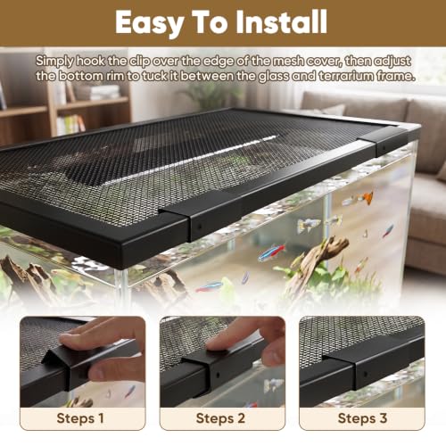 ETZ Reptile Terrarium Covers Heavy Duty Screen Clips 6 Pack for 5-29 Gallons, Aquarium Lid Clip, Reptile Tank Clips to Hold Screen for Prevent Reptiles from Escaping the Terrarium