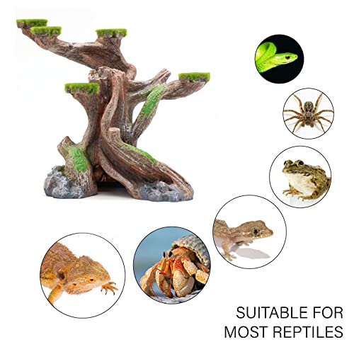 relaqcc Reptile Decor Aquarium Decorations Artificial Moss Resin Fish Tank Rocks Simulation Hollow Tree Leopard Gecko Trunk Accessories Aquarium View（Medium） - size: Medium-A