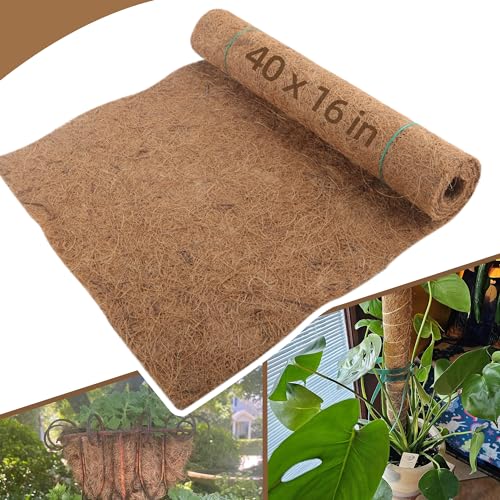 Coco Liner Roll 16x40 Inch Natural Coconut Fiber Mat for Planters - size: 16in X 40in