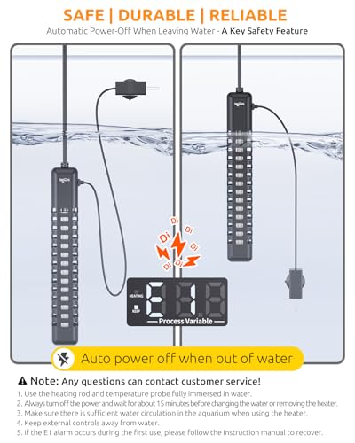 SEAOURA 200W Aquarium Heater for Turtle Betta Fish 30-40 Gal Tank Thermostat | Adjustable Max & Min Temperature Protection, 10.4 IN Submersible Heater Auto Power-Off External Controller Salt/Freshwater - size: 30-40 Gallon Tank