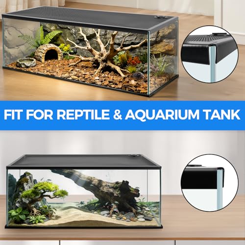 REPTI ZOO Terrarium Screen Cover with Cable Control for Reptile & Aquarium Tank, 36x18 inch Durable Steel Frame & Mesh Top for Reptile & Turtle & Fish Tank - size: 36x18 inch