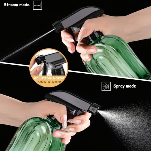 Green Glass Plant Mister Spray Bottles 2Pcs 13.5oz Refillable 360° Nozzle | 2Pcs 13.5oz Green Glass Plant Mister, 360° Fine Mist Nozzle, Refillable for Indoor Plants Cleaning Hair Pet Care - color: Green-1