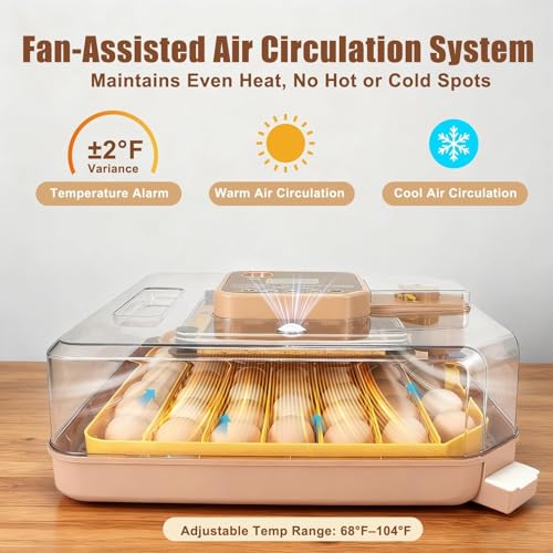 Nest IV - 48 Egg Incubator for Breeders, Fully Automated, Accurate Humidity & Temp Control, Chick Separator, Flexible Egg Spacing, Custom Incubation Days, Auto Turning & Auto Stop, Easy Monitoring - size: 48 Egg [Brown]