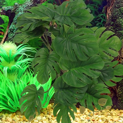 Reptile Plant Decor Artificial Climbing Leaves 23pcs Monstera Foliage for Terrarium Habitat Decoration Turtle Tank Accessories
