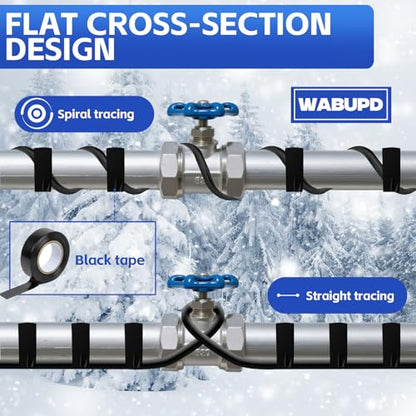 15FT Heat Tape for Water Pipes, -40°F Deicing Pipe Heat Cable,Electric Heating Cable Pipe,Frezze Protection for Heat Trace Cable for Metal, Plastic Home Pipes,Gutter,120V 5W/ft（15FT） - size: 15FT