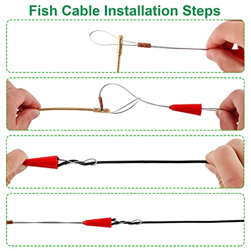 21 Feet Fiberglass Fish Tape Cable Rods, Electrical Wire Running Pull/Push Kit with Hook and Hole Kit Glow Rod, Hook Hole, Green - size: 21FT