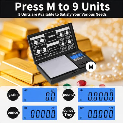 Gram Scale- 500g Ultra-Precise Digital Scale .01 Gram Accuracy for Jewelry, Diamonds, Gold & Silver, Portable Pocket Scale with LCD Display, Tare Function - Perfect for Jewelers & Collectors