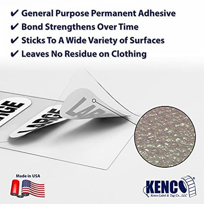 Clothing Size Strip Labels - 1.25" X 5" - 250 Strips Per Roll - Clear with Black and White Ink by Kenco (Large) - size: Large