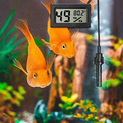 Weewooday 6 Pcs Digital Humidity Meter with Probe LCD Thermometer,Black | Fahrenheit Display for Incubator Reptile Brooder Greenhouse, Remote Sensor Probe, Accurate Monitor for Chicken Coop Plant - size: Black